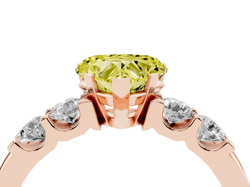 Heart-Shaped Five Stone Engagement Ring Setting for a Fancy Yellow Lab-Grown Diamond | Rose Gold
