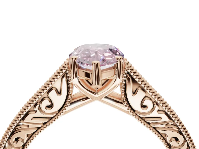 Pear-Shaped Vintage Engagement Ring Setting for a Fancy Pink Lab-Grown Diamond | Rose Gold - Design NV-24644
