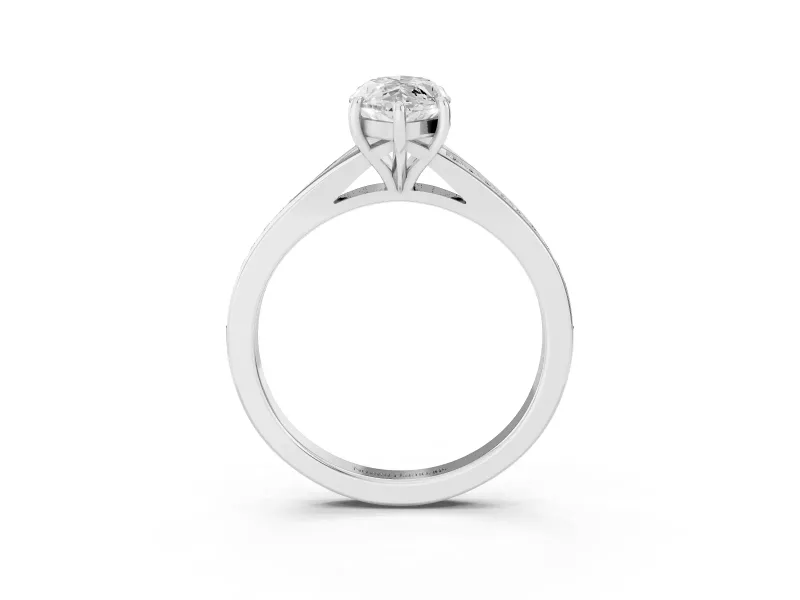 Marquise Pave Solitaire Engagement Ring Setting | Sweeping Shoulders | Sterling Silver