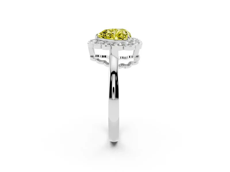Heart-Shaped Halo Engagement Ring Setting for a Fancy Yellow Lab-Grown Diamond | Sterling Silver - Design NV-24719