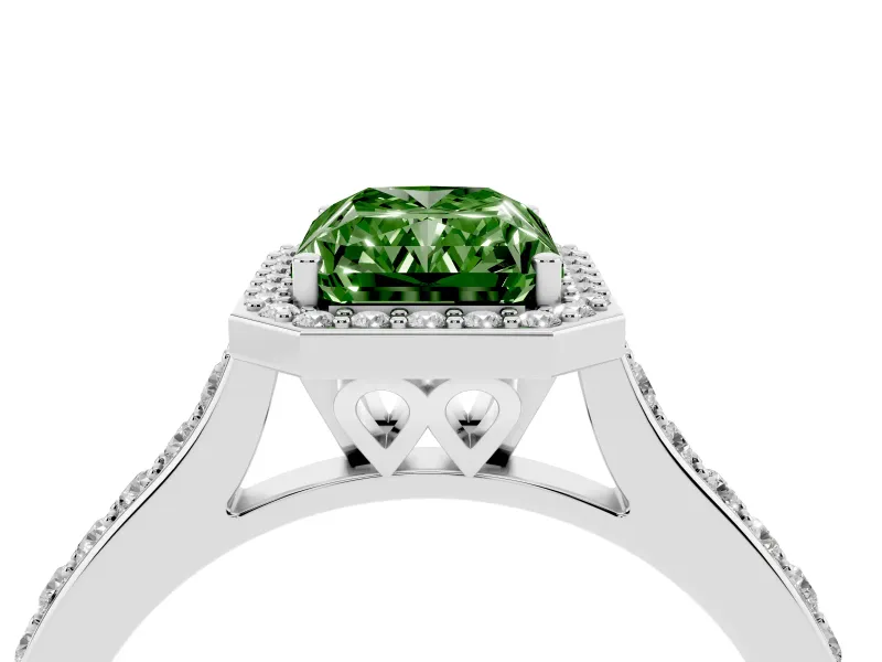 Radiant Cut Halo Engagement Ring Setting for a Fancy Green Lab-Grown Diamond | Platinum - Design NV-24729