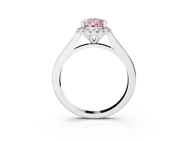 Pear-Shaped Halo Engagement Ring Setting for a Fancy Pink Lab-Grown Diamond | Plain Polished Band | Platinum