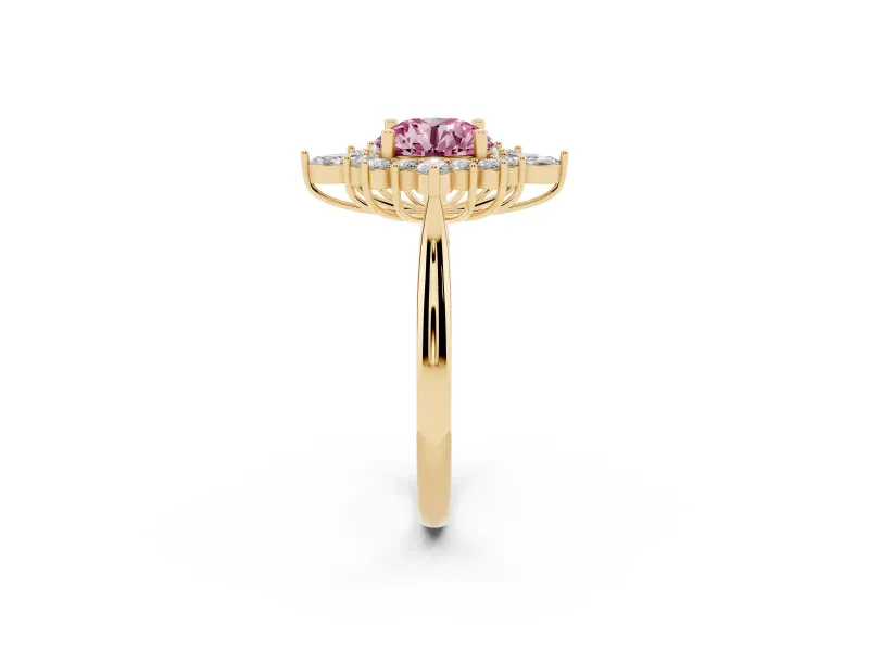 Round Engagement Ring Setting for a Fancy Pink Lab-Grown Diamond | Yellow Gold - Design NV-24790