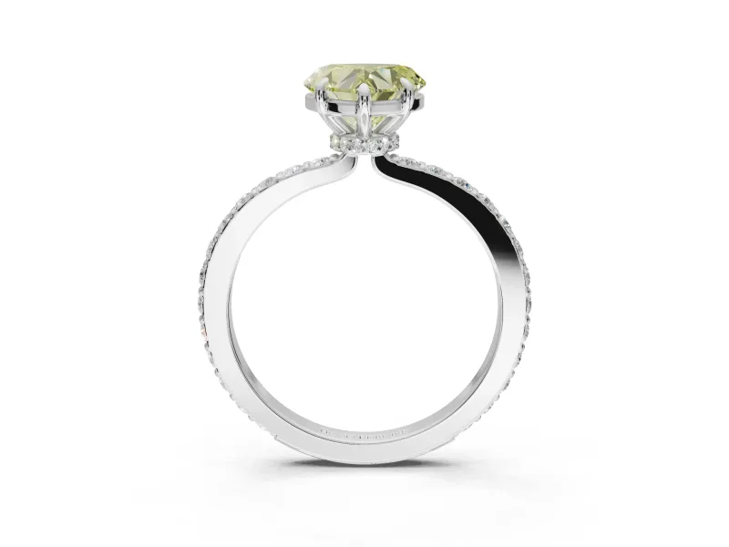 Heart-Shaped Pavé Engagement Ring Setting for a Fancy Yellow Lab-Grown Diamond | Sterling Silver - Design NV-24928