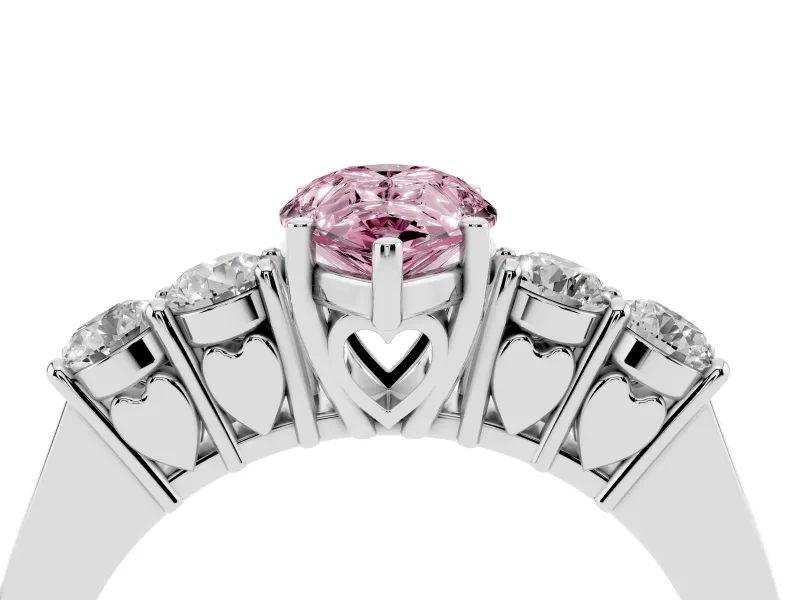 Pear-Shaped 5 Stone Engagement Ring Setting for a Fancy Pink Lab-Grown Diamond | Platinum