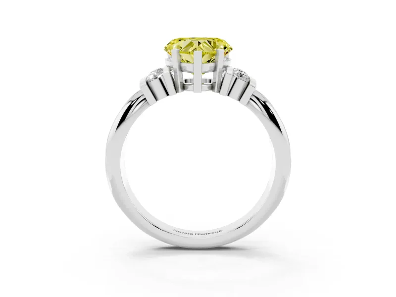 Heart-Shaped Bar-Set Engagement Ring Setting for a Fancy Yellow Lab-Grown Diamond | Platinum