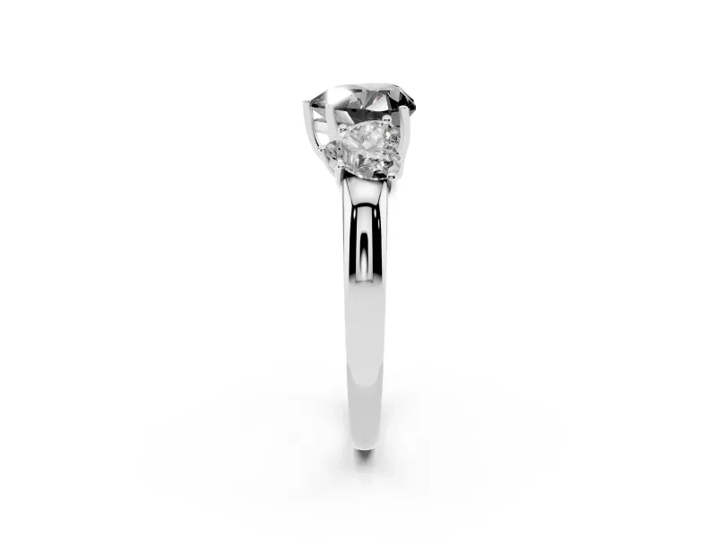 Fancy Black Heart Cut Diamond Three-Stone Ring Set in Silver with Bold Center and Classic Band