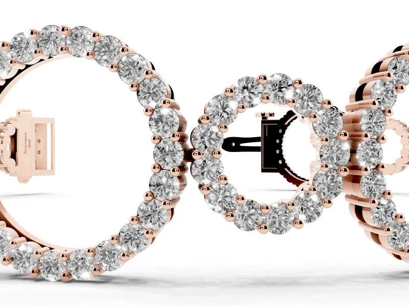 Round Lab-Grown Diamond Pavé Circle Link Bracelet | Large and Small Circles | Rose Gold