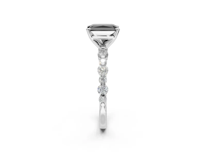 Radiant Cut Pavé Engagement Ring Setting for a Black Center | Alternating Accents | Platinum