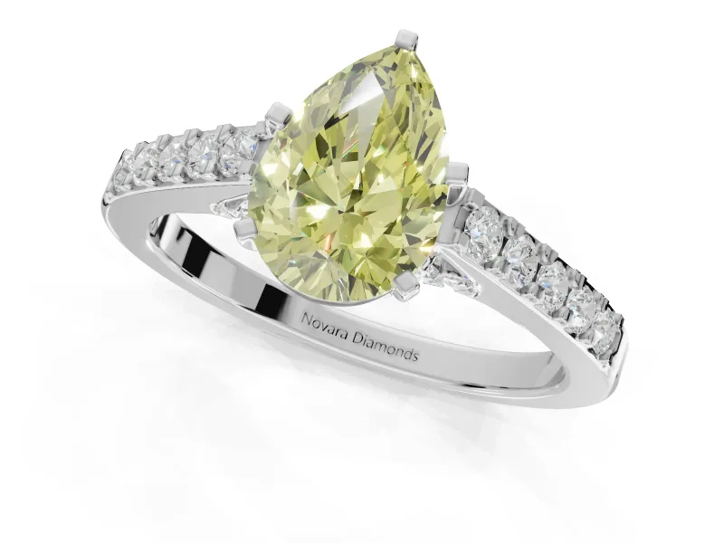 Pear-Shaped Pavé Engagement Ring Setting for a Fancy Yellow Lab-Grown Diamond | Crossover Gallery | Sterling Silver