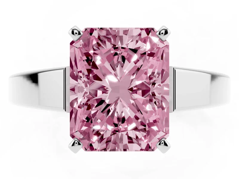 Radiant Cut Solitaire Engagement Ring Setting for a Fancy Pink Lab-Grown Diamond | Sterling Silver