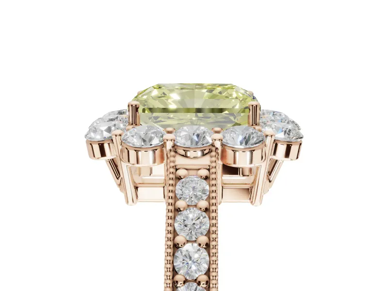 Radiant Cut Halo Engagement Ring Setting for a Fancy Yellow Lab-Grown Diamond | Rose Gold - Design NV-24711