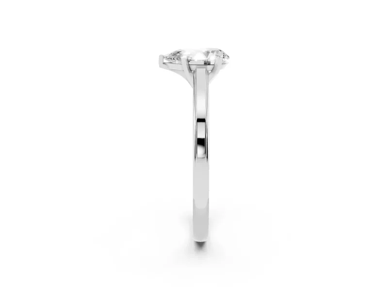 Pear-Shaped Solitaire Engagement Ring Setting | Stepped Flat Band | White Gold