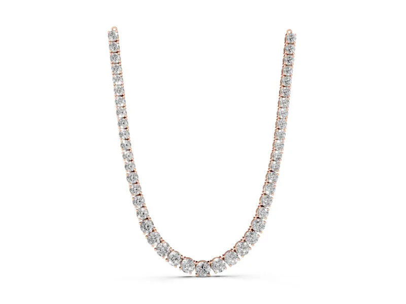 Round Lab-Grown Diamond Graduated Tennis Necklace | Four-Prong Heads | Rose Gold
