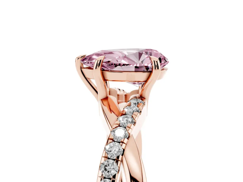 Pear-Shaped Crossover Engagement Ring Setting for a Fancy Pink Lab-Grown Diamond | Rose Gold
