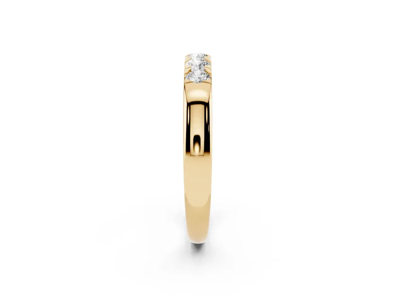 Round Lab-Grown Diamond Five-Stone Wedding Band | Rounded Profile | Yellow Gold