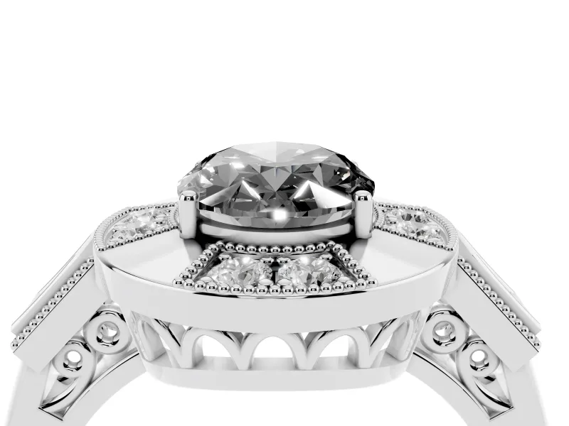 Fancy Black Oval Cut Diamond Milgrain Halo Ring Set in Silver with Split Shank
