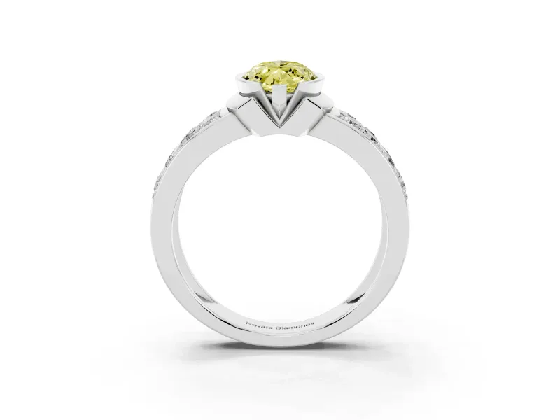 Marquise Half Bezel Engagement Ring Setting for a Fancy Yellow Lab-Grown Diamond | Sterling Silver