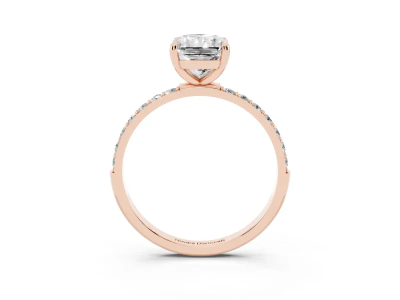 2.5 Carat Radiant Cut Lab-Grown Diamond Solitaire Engagement Ring | Pavé Shoulders | Rose Gold