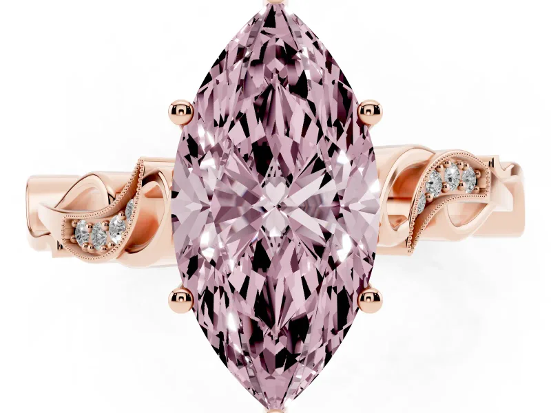 Marquise Vine Engagement Ring Setting for a Fancy Pink Lab-Grown Diamond | Rose Gold