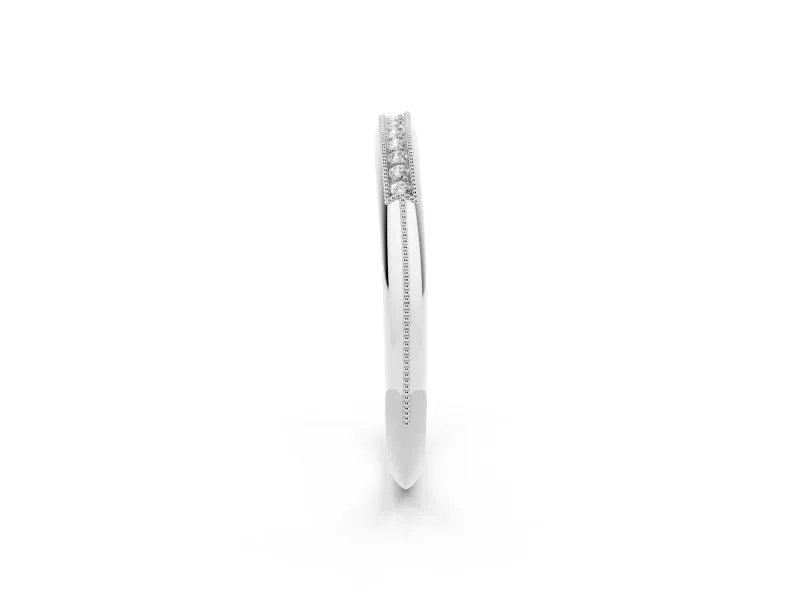 Round Lab-Grown Diamond Vintage Milgrain Pavé Wedding Band | Knife Edge Sides | Sterling Silver