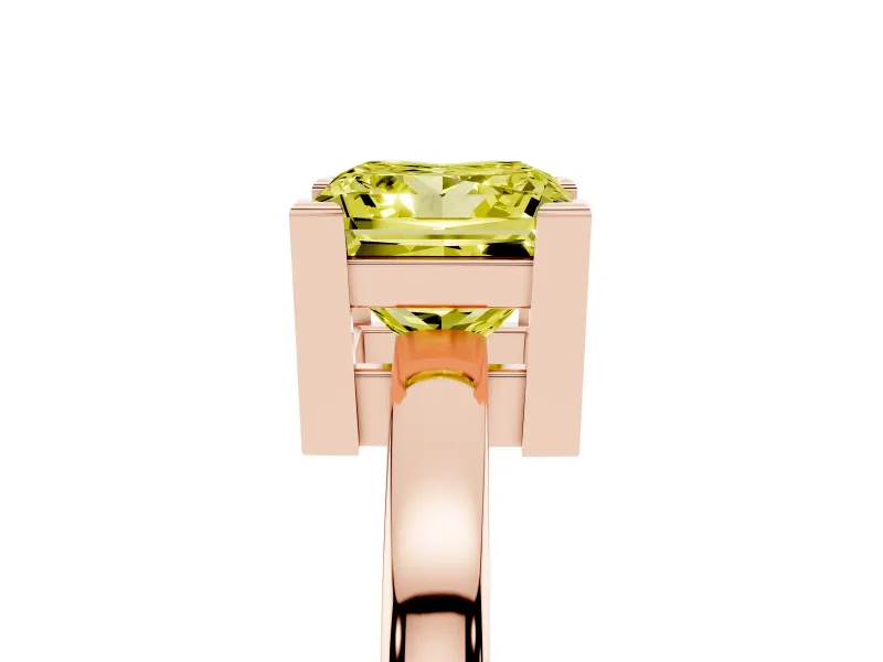 Princess Cut Solitaire Engagement Ring Setting for a Fancy Yellow Lab-Grown Diamond | Flat Tab Prongs | Rose Gold