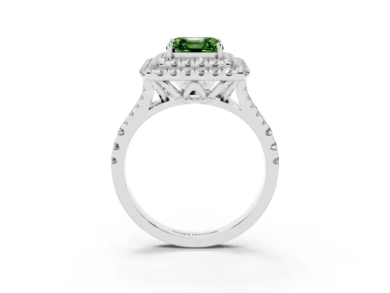 Asscher Cut Halo Engagement Ring Setting for a Fancy Green Lab-Grown Diamond | Sterling Silver - Design NV-24796