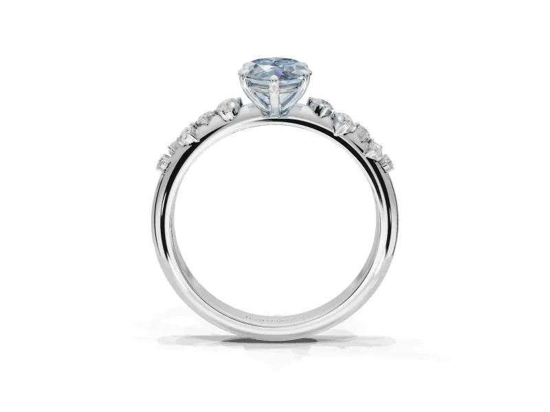 Marquise Graduated Solitaire Engagement Ring Setting for a Fancy Blue Lab-Grown Diamond | Sterling Silver