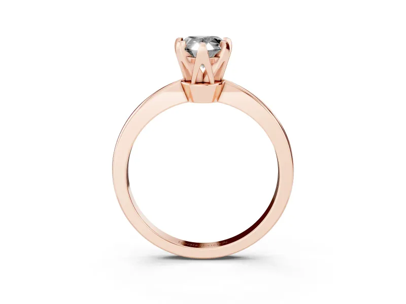 Fancy Black Pear Cut Diamond Solitaire Engagement Ring Set in Rose gold with Slim Tapered Solitaire Band