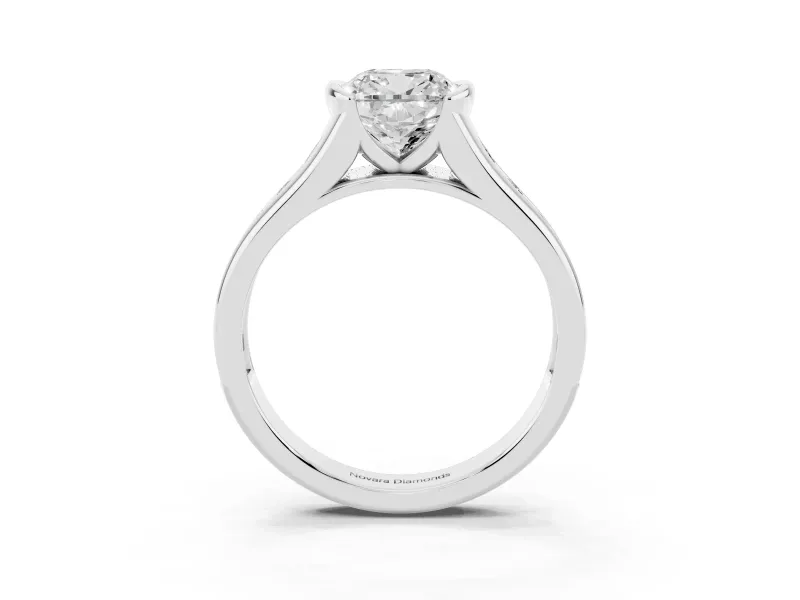 Cushion Cut Half Bezel Solitaire Engagement Ring Setting | Graduated Channel Band | Platinum