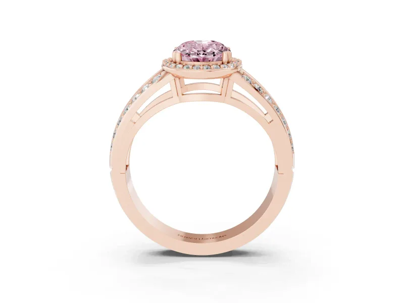 Oval Halo Engagement Ring Setting for a Fancy Pink Lab-Grown Diamond | Split Shank | Rose Gold
