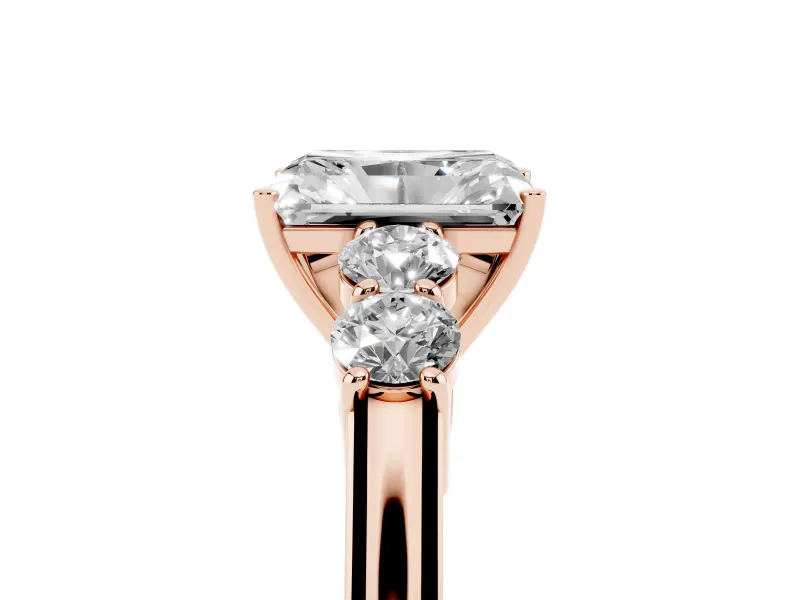 Radiant Cut Close Set Five Stone Engagement Ring Setting | Rose Gold