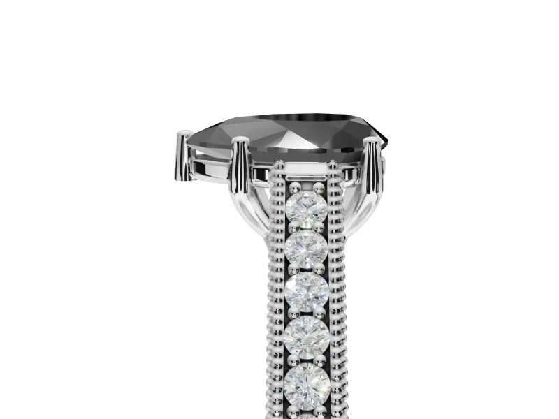 Pear-Shaped Vintage Pavé Engagement Ring Setting for a Black Center | Platinum