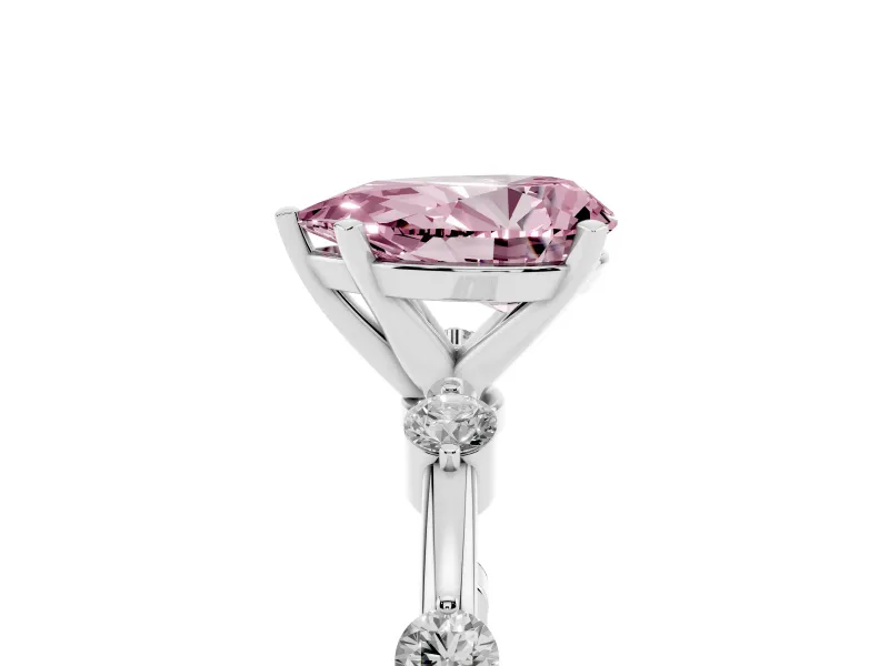 Pear-Shaped Bar Set Engagement Ring Setting for a Fancy Pink Lab-Grown Diamond | Platinum