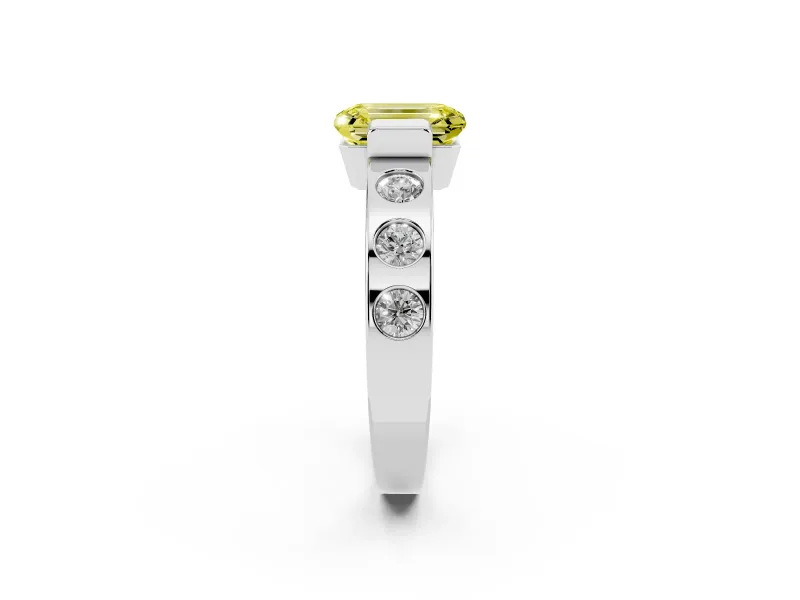 Emerald Cut Tension Style Engagement Ring Setting for a Fancy Yellow Lab-Grown Diamond | Platinum