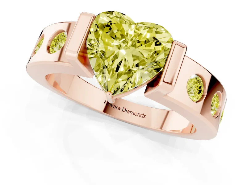 Heart-Shaped Tension Style Engagement Ring Setting for a Fancy Yellow Lab-Grown Diamond | Rose Gold