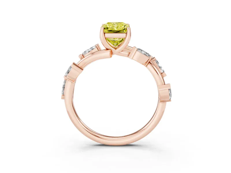 Radiant Cut Twisted Vine Engagement Ring Setting for a Fancy Yellow Lab-Grown Diamond | Rose Gold