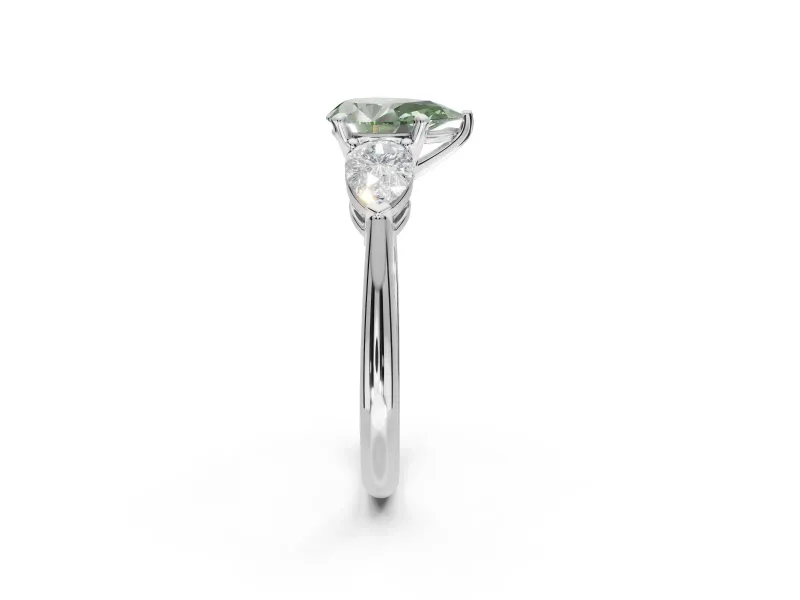Pear-Shaped 3-Stone Engagement Ring Setting for a Fancy Green Lab-Grown Diamond | Platinum