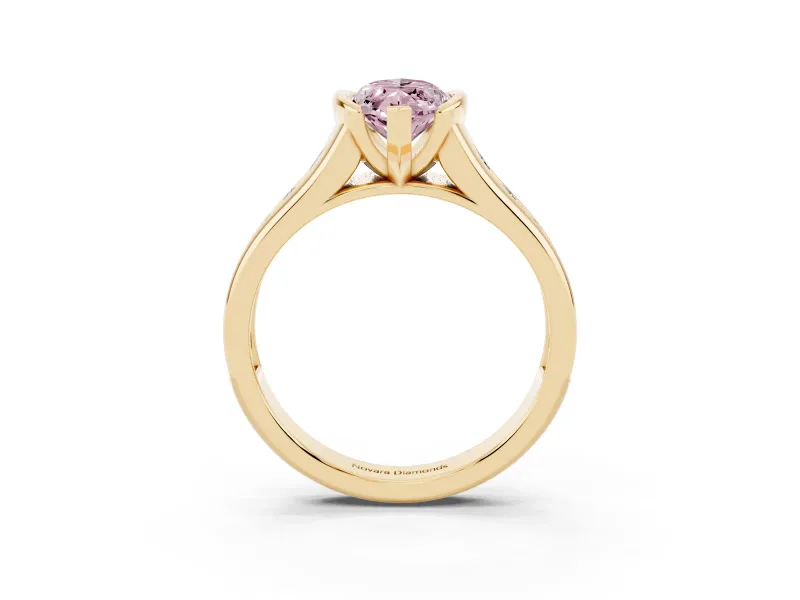 Marquise Half Bezel Engagement Ring Setting for a Fancy Pink Lab-Grown Diamond | Yellow Gold