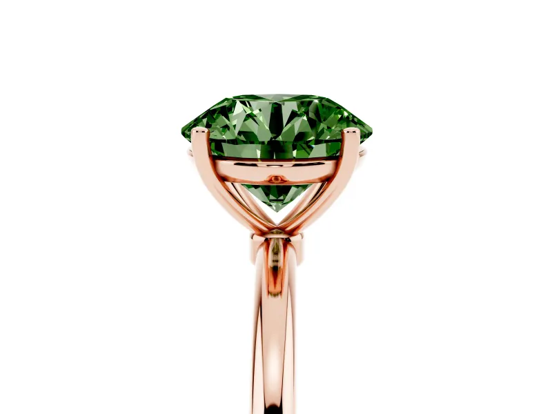Round Thin Solitaire Engagement Ring Setting for a Fancy Green Lab-Grown Diamond | Straight Plain Band | Rose Gold