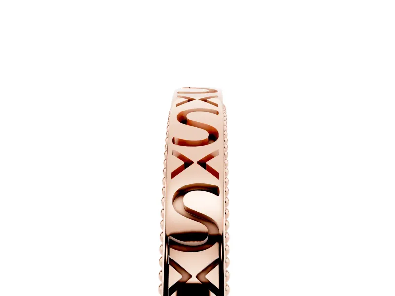 Vintage Engraved Wedding Band | X and Scroll Motifs | Rose Gold
