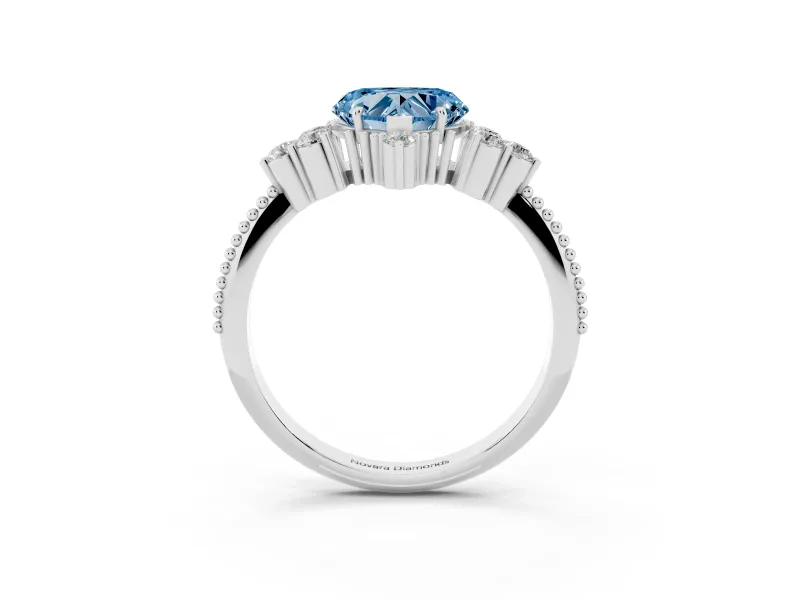 Heart-Shaped Cluster Engagement Ring Setting for a Fancy Blue Lab-Grown Diamond | Sterling Silver