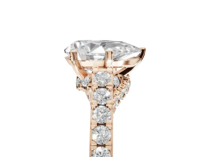 Pear-Shaped Pavé Solitaire Engagement Ring Setting | Crossover Gallery | Rose Gold