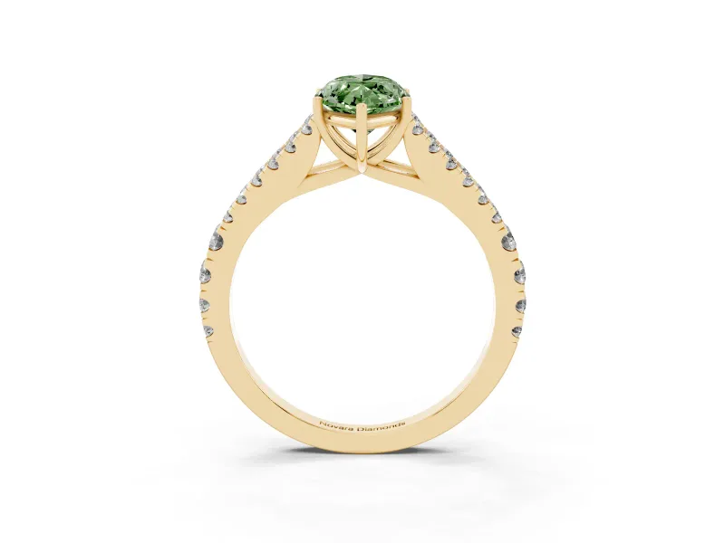 Marquise Graduated Split Shank Engagement Ring Setting for a Fancy Green Lab-Grown Diamond | Yellow Gold