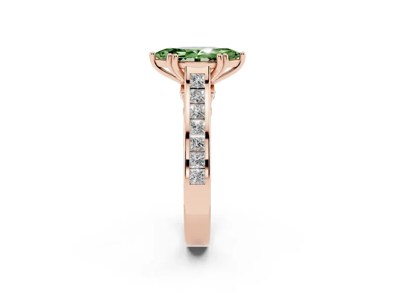 Marquise Channel Engagement Ring Setting for a Fancy Green Lab-Grown Diamond | Rose Gold - Design NV-24671