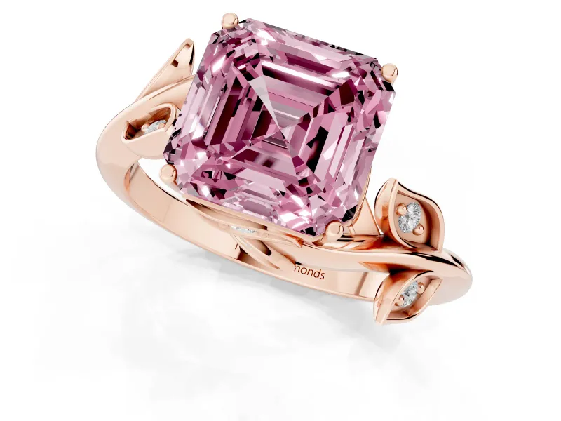 Asscher Cut Twisted Bypass Engagement Ring Setting for a Fancy Pink Lab-Grown Diamond | Rose Gold