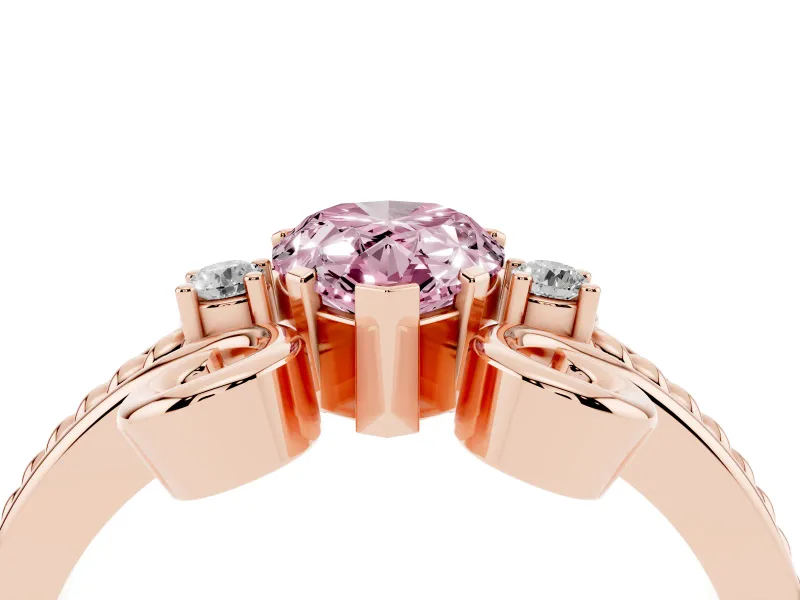 Pear-Shaped Scroll Solitaire Engagement Ring Setting for a Fancy Pink Lab-Grown Diamond | Rose Gold