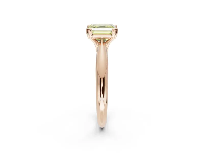 Princess Cut Tapered Solitaire Engagement Ring Setting for a Fancy Yellow Lab-Grown Diamond | Rose Gold