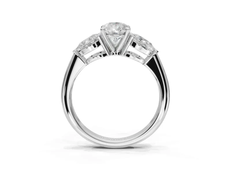 Pear-Shaped Three-Stone Engagement Ring Setting | Pear Side Stones | White Gold