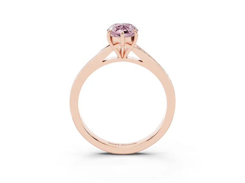 Marquise Pave Solitaire Engagement Ring Setting for a Fancy Pink Lab-Grown Diamond | Sweeping Shoulders | Rose Gold